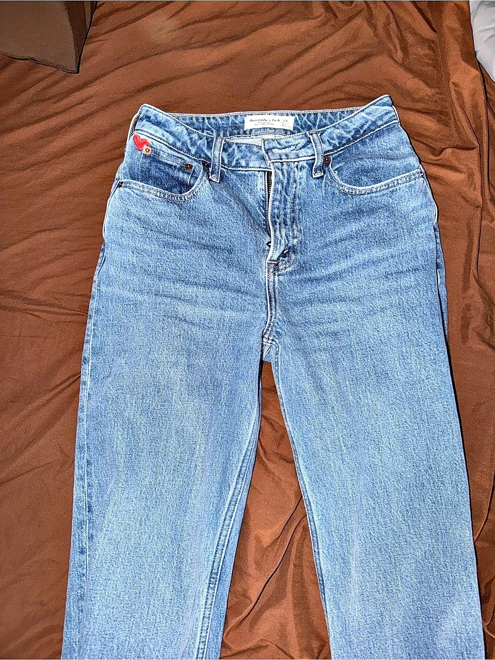 Abercrombie & Fitch High Rise 90s Relaxed Straight Leg Jeans Blue Waist 24